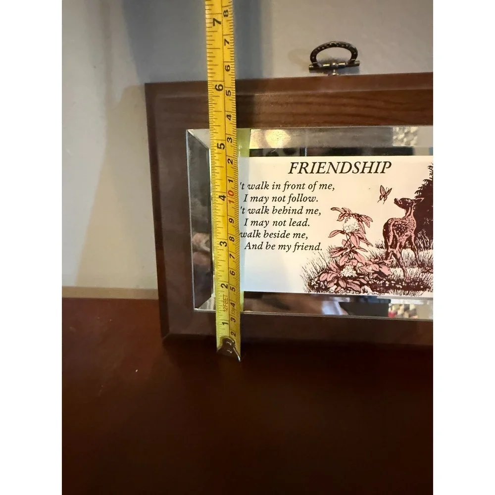Wood Framed Friendship Quote Plaque Deer Mirror Accent Wall Decor Gift